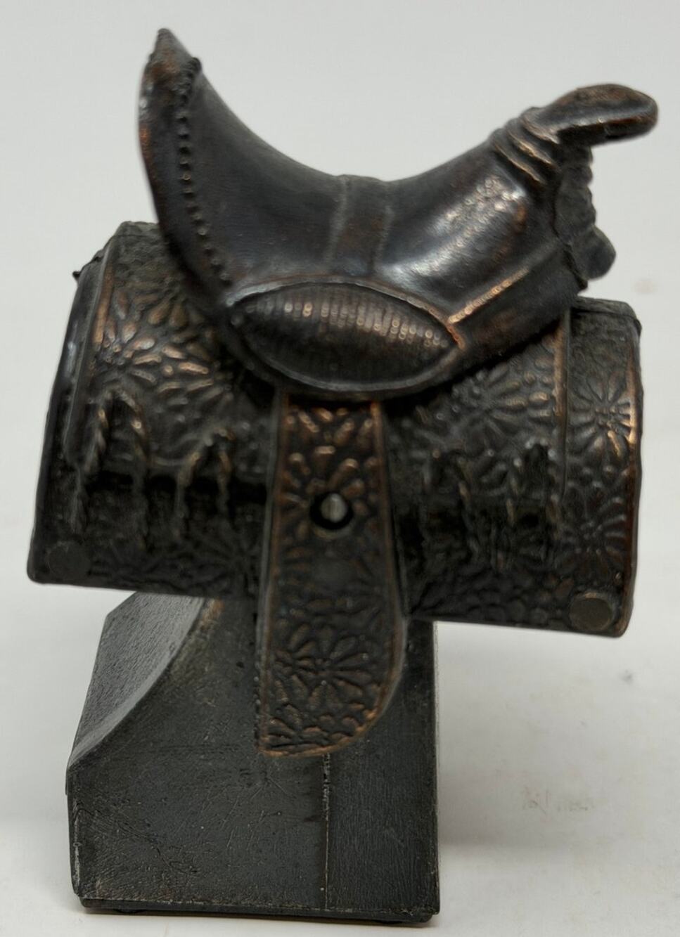 Vintage Diecast Metal Western Brown Horse Saddle Novelty Pencil Sharpener